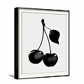 Stylish Black Apple Artwork With Leaf On White Background Framed Wall Decor 3d model