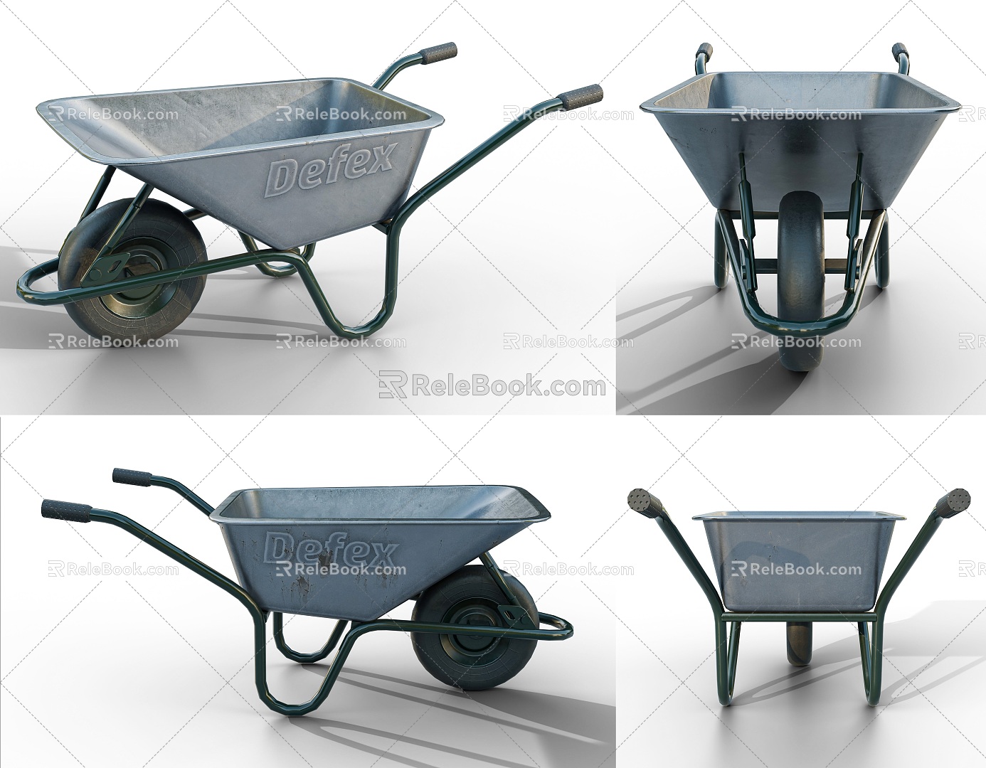 Modern construction site trolley wheelbarrow pull trailer wheelbarrow push cargo pull cargo trolley 3d model