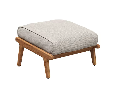 Contemporary Minimalist Footstool With Solid Wooden Frame And Soft Gray Cushion 3d model