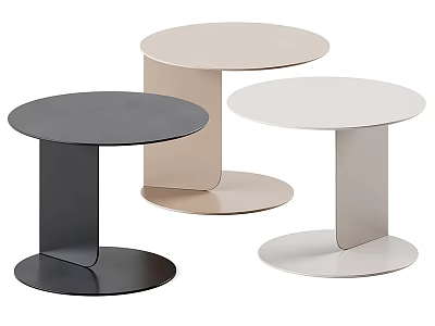 Modern Minimalist Round Tables With Black Beige White Colors And Unique Base Design 3d model