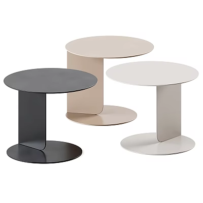Modern Minimalist Round Tables With Black Beige White Colors And Unique Base Design 3d model