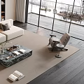Modern Living Room Sofa And Coffee Table Set With Light Upholstery Marble Top And Carpet