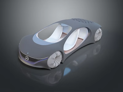 Mercedes Concept Car with Futuristic Streamlined Body and Transparent Interior Unique Wheel Design 3d model