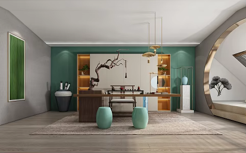 New Chinese Tea Room Villa Tea Room 3d model