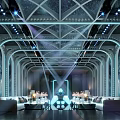 Luxurious KTV Private Room With Sofas Tables And Futuristic Lights