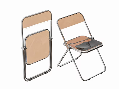 Stylish Modern Foldable Dining Chairs With Metal Frame And Transparent Seat 3d model