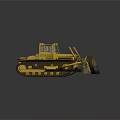 Yellow Bulldozer With Tracks And Front Blade For Construction Work