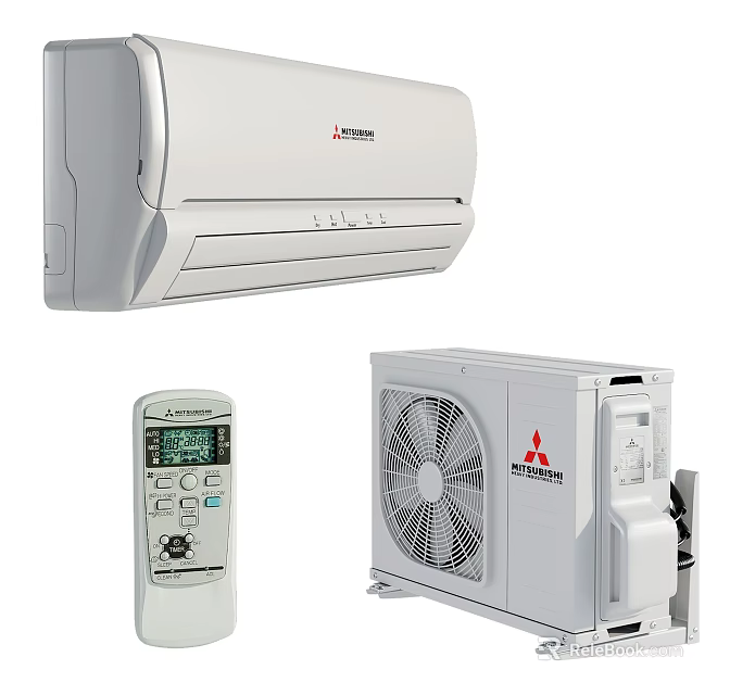 Mitsubishi Air Conditioner Fan With Remote Control And Efficient Cooling System 3d model