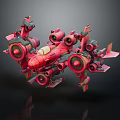 Red Sci Fi Aircraft with Multiple Engines and Mechanical Futuristic Design 3d model