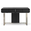 Black Modern Dressing Table with Metal Legs and Drawers in Sleek Contemporary Design
