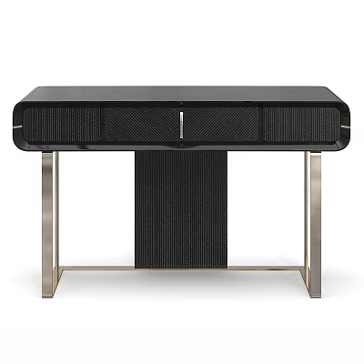 Black Modern Dressing Table with Metal Legs and Drawers in Sleek Contemporary Design 3d model