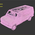 Vintage Cream And Red Van With Worn Exterior Stained Body And Damaged Roof