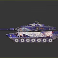 Modern Military Tank with Intricate Camouflage Patterns Long Cannon and Antennas