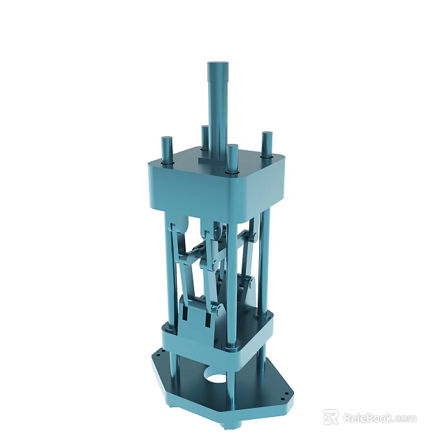 Industrial Blue Mechanical Device With Metal Frame And Structural Components 3d model