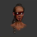 3D Rendered Fantasy Character With Braided Hairstyle Facial Paint And Neck Ornament
