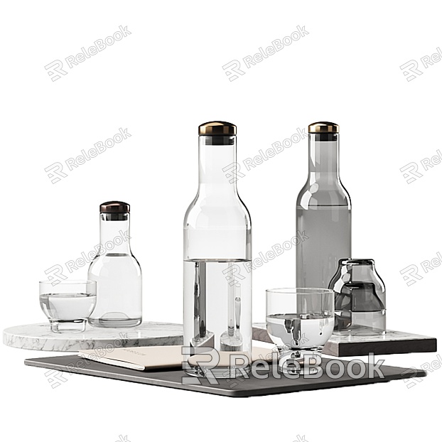 Modern tableware glass cup tray model