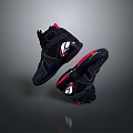 Black High Top Sneakers With Red Pink Accents And Modern Stylish Design For Everyday Wear