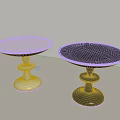 Modern Side Tables With Round Top In Silver And Black Finish