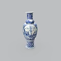 Elegant Ceramic Vase Featuring Blue And White Traditional Scenic Decorative Patterns