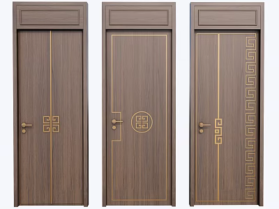 New Chinese style single door 3d model
