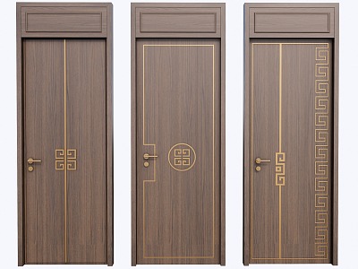 New Chinese style single door 3d model