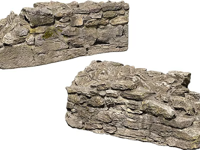 Natural Stone And Wood Wall Design With Textured Surfaces And Rustic Appeal 3d model