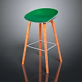 Modern Green Seat Stool Furniture With Wooden Legs And Crossbar Design