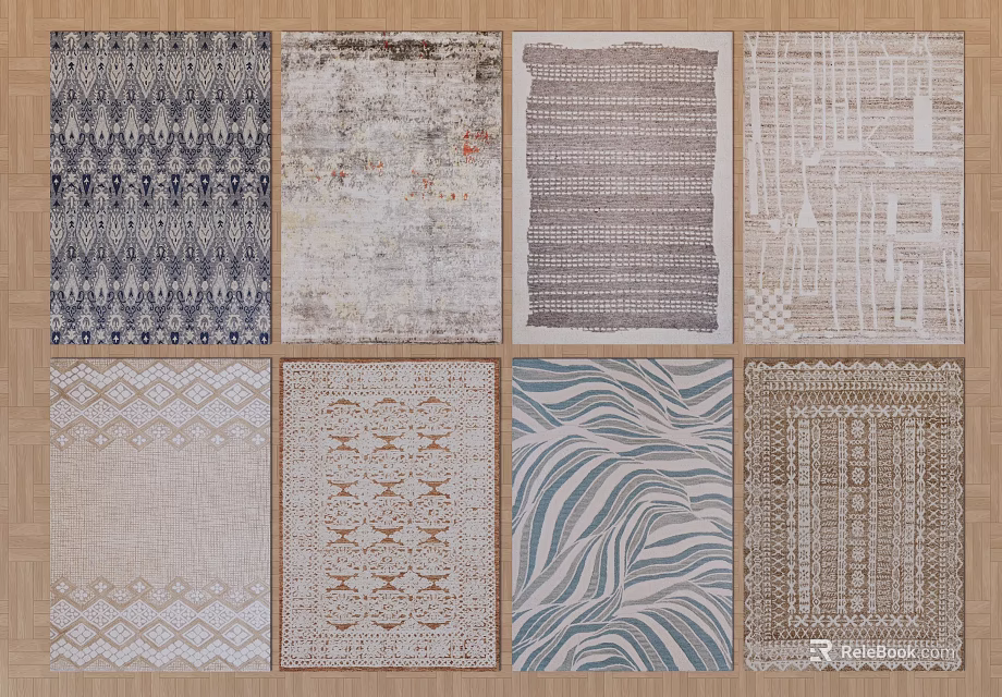 Square Rugs Collection Featuring Various Patterns And Designs For Home Decor 3d model