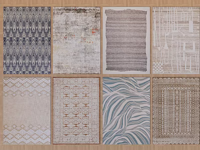 Square Rugs Collection Featuring Various Patterns And Designs For Home Decor 3d model