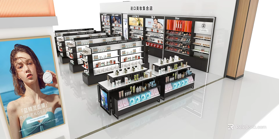 Specialty Store Interior With Organized Shelves And Various Product Displays 3d model 
