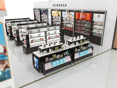 Specialty Store Interior With Organized Shelves And Various Product Displays 3d model