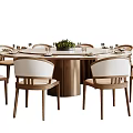 New Chinese Style Song Style Dining Table and Chair Combination New Chinese Style Dining Table and Chair Box Dining Table and Chair Large Round Table Solid Wood Dining Chair Tableware Dining Table Decoration Ten People Dining Table and Chair 3d model