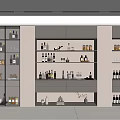 Modern Wine Cabinet Design With Glass Doors Layered Shelves Built-in Lighting And Wine Bottles