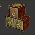Traditional Red Decorative Boxes With Golden Floral Patterns And Two Tiered Design