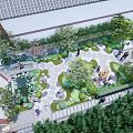 Traditional Chinese Garden Landscape With Stone Path Lotus Pond And Green Plants