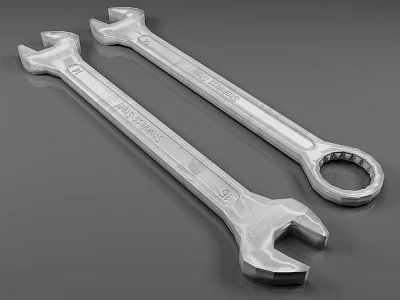 Heavy Duty Industrial Equipment Metal Wrenches With Open End And Box End Design 3d model