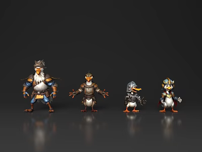 Goose Warrior Goose Monster Corps Armor Reese Armor Fairy Monster Legendary Monster Cartoon Animal Character Cartoon Material Cartoon 3d model