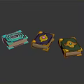 Three Colorful Decorative Books With Gemstone Accents And Ornamental Borders