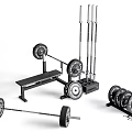 Complete Sports Equipment Set Including Weight Bench Barbell Plates And Bars