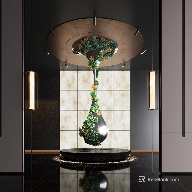 Modern Open Kitchen Interior Design With Island Counter And Appliances 3d model 