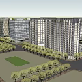 Modern Urban Architectural Complex With High Rise Buildings Greenery And Roads