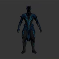 Advanced Humanoid Character Design Of Alien Creature With Blue Armored Suit And Glowing Elements
