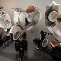 Vintage Scooter Motorcycles In White And Black With Multiple Display Views