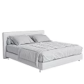 Modern Double Bed With Upholstered Headboard White Sheets And Gray Blanket 3d model