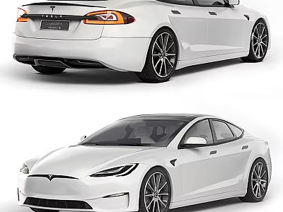 White Tesla Electric Car Exterior Design With Sleek Body And Alloy Wheels 3d model