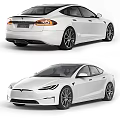 White Tesla Electric Car Exterior Design With Sleek Body And Alloy Wheels