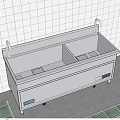 Cafeteria Stainless Steel Double Sink Setup With Tiled Wall And Floor Drain