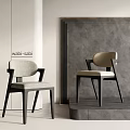 Wabi Sabi Style Dining Chairs With Wooden Frame And Natural Linen Upholstery