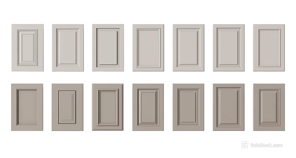 Kitchen Cabinet Doors Various Designs And Neutral Tones For Home Renovation 3d model 