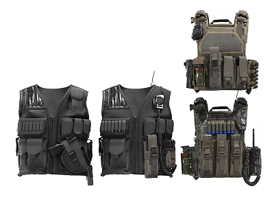 Tactical Vests With Multiple Utility Pockets And Tactical Gear Designs 3d model